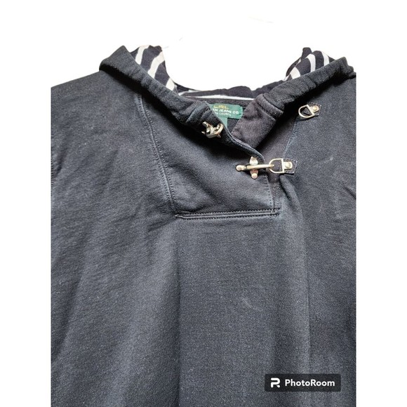 Ralph Lauren Black Pullover Hoodie Size L Striped Inner Hood Metal Toggle - Picture 2 of 9